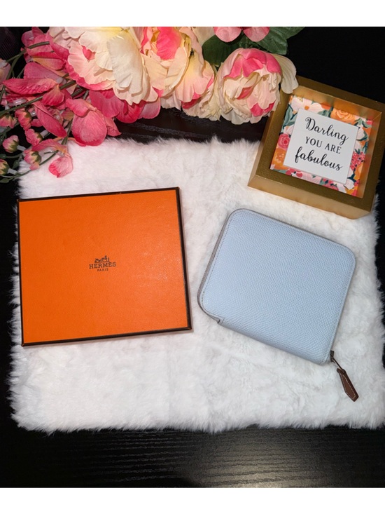 Hermes Accessories - Hermès Silk In Compact Zip Wallet Blue Leather Bifold